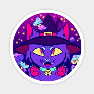 Mushroom Witch Cat Magnet